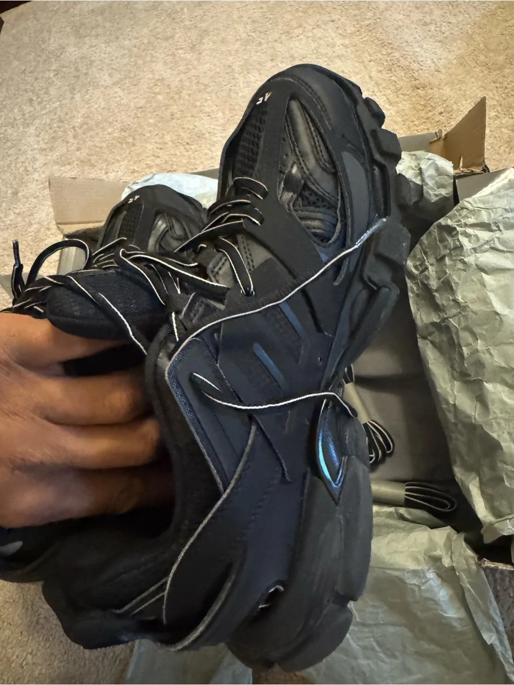 Balenciaga Track Sneakers - All Black Size 45 - Box & Dust Bags - Picture 6 of 6